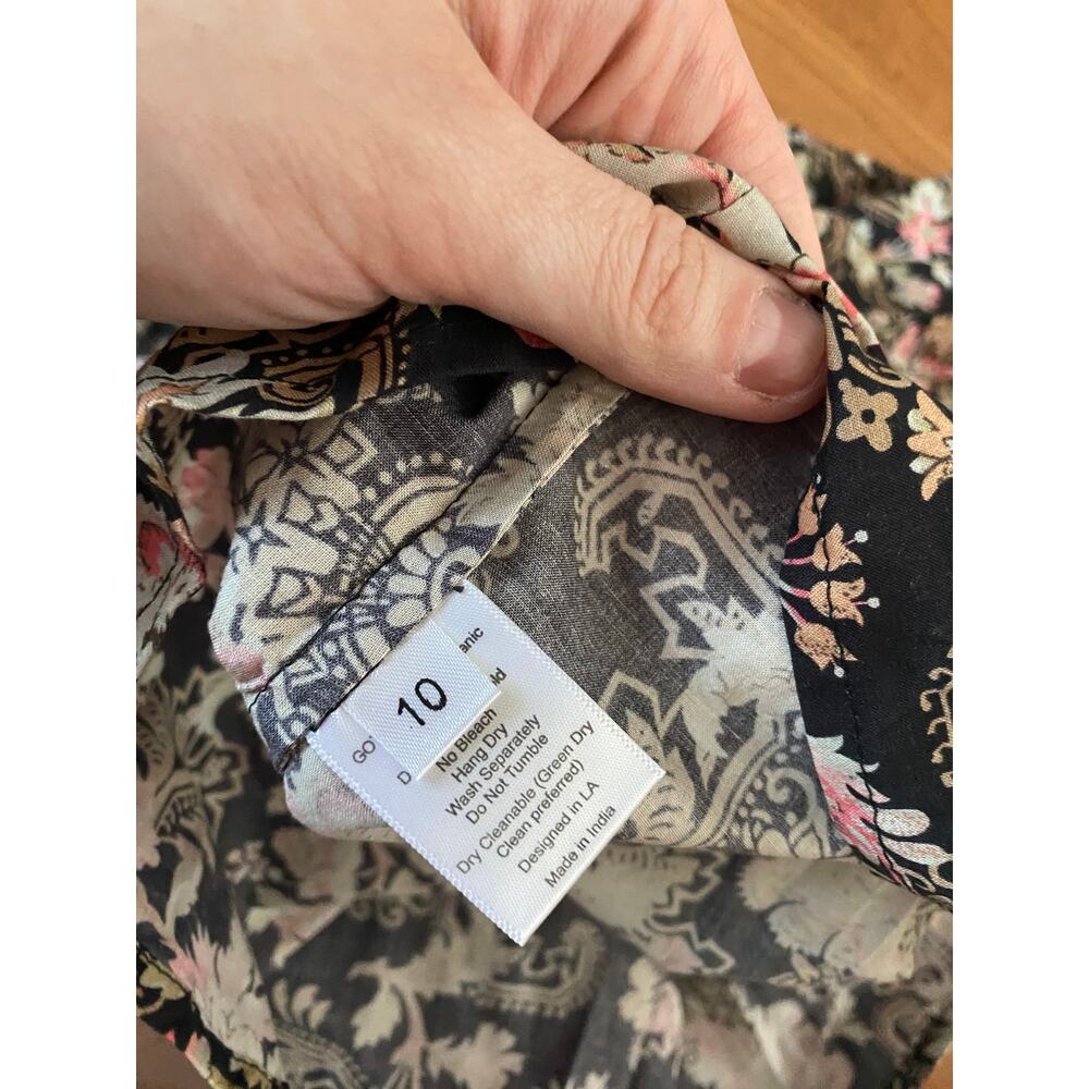 St. Roche Women's Long Sleeve Blouse, Pink Floral / Black, Sz 10 NWT - Picture 6 of 7